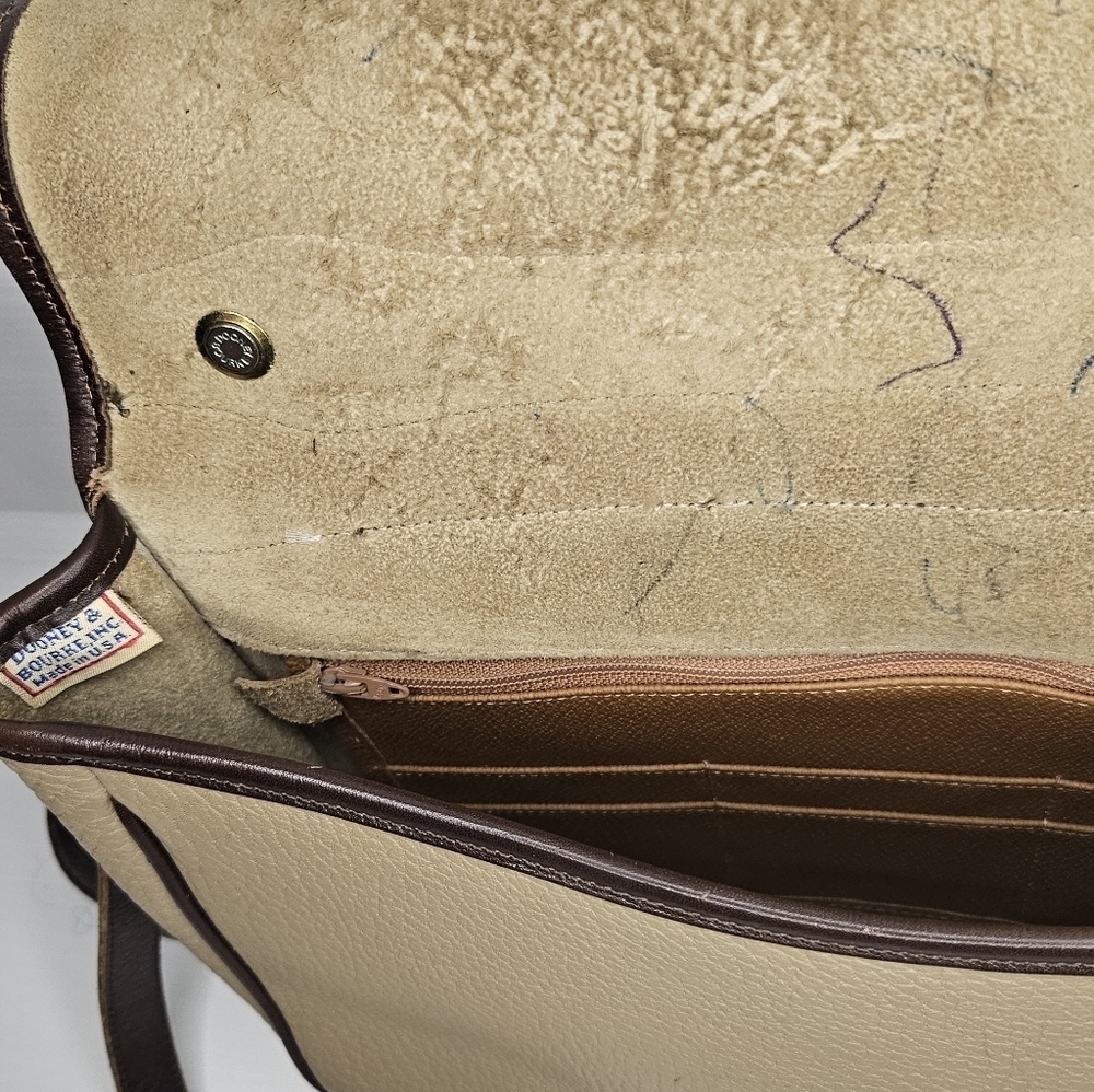 Vintage Dooney & Bourke Carrier Leather Satchel Taupe & Burnt Cedar Shoulder Bag - Picture 10 of 10